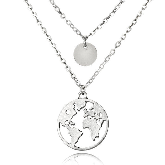 World map pendant necklace