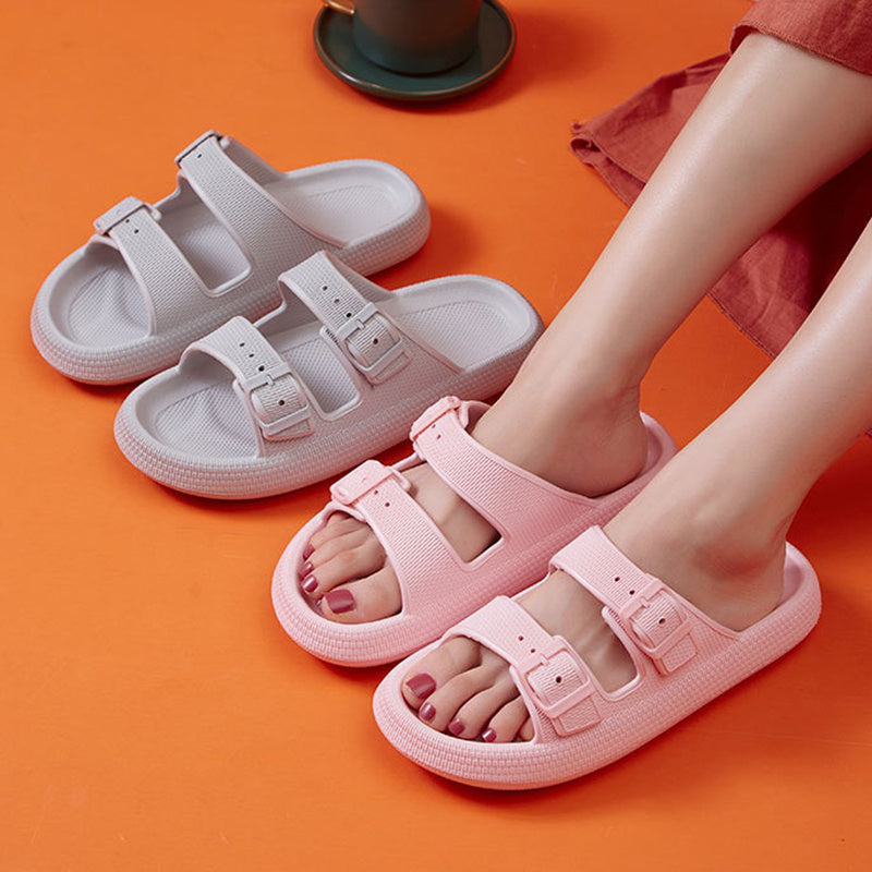 Solid Colour Summer Buckle Soft Bottom Sandals