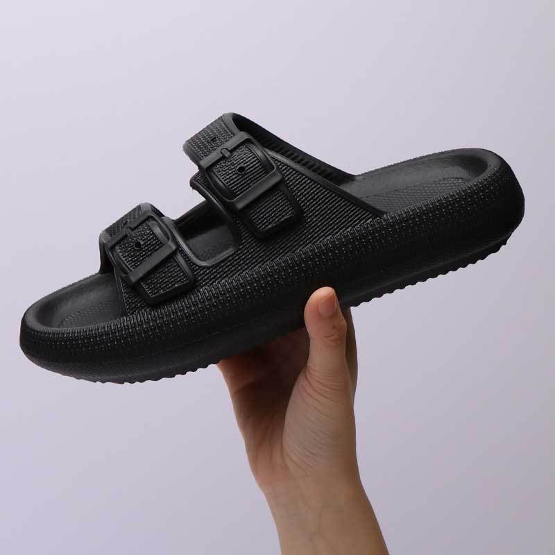 Solid Colour Summer Buckle Soft Bottom Sandals