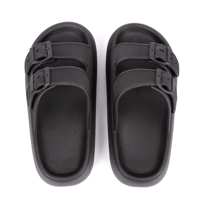 Solid Colour Summer Buckle Soft Bottom Sandals
