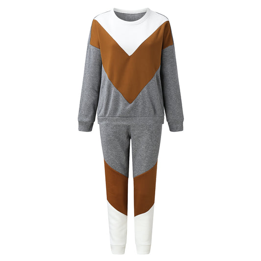 Autumn And Winter Color Matching Sweater Suit