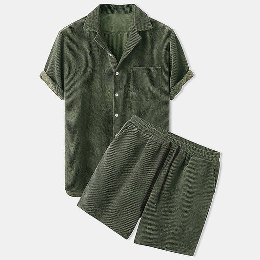 Solid Color Corduroy Casual Two-Piece Set