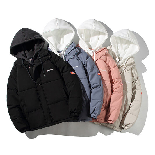 Unisex Casual Solid Color Men Winter Hooded Jacket