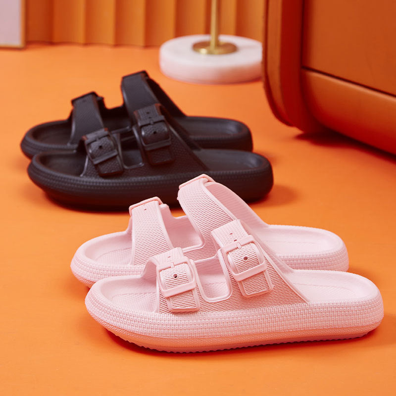 Solid Colour Summer Buckle Soft Bottom Sandals