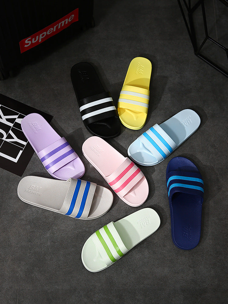 Striped Non-Slip Two-Tone Slides