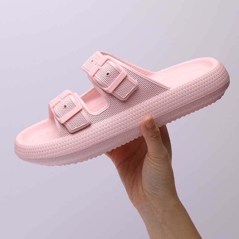 Solid Colour Summer Buckle Soft Bottom Sandals