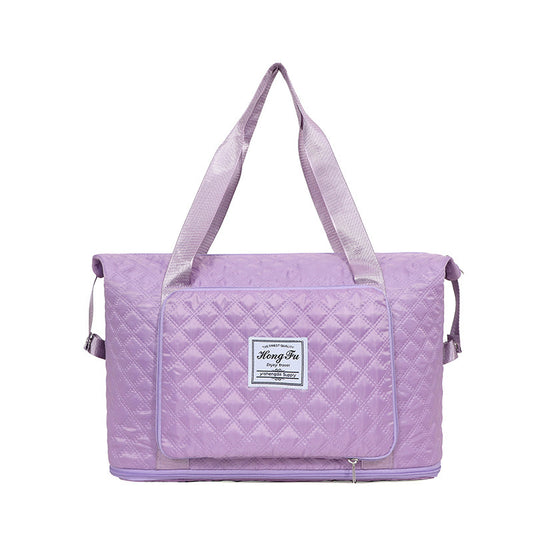 Foldable Travel Duffle Bag With Rhombus Sewing Design Large Capacity