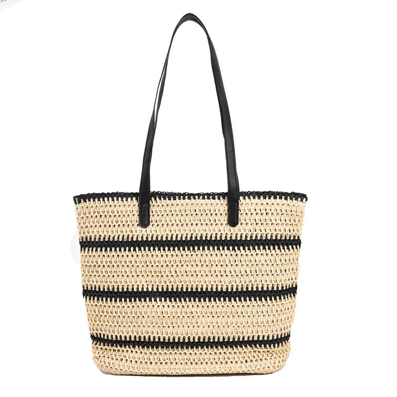 Striped Large-Capacity Casual Straw Bags