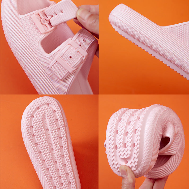 Solid Colour Summer Buckle Soft Bottom Sandals